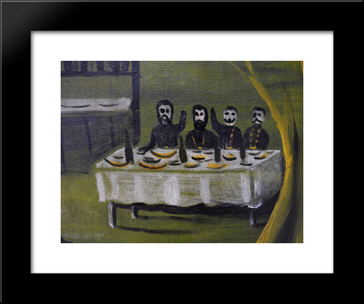 Donkey Bridge (Fragment) 20x24 Black Modern Wood Framed Art Print Poster by Pirosmani, Niko