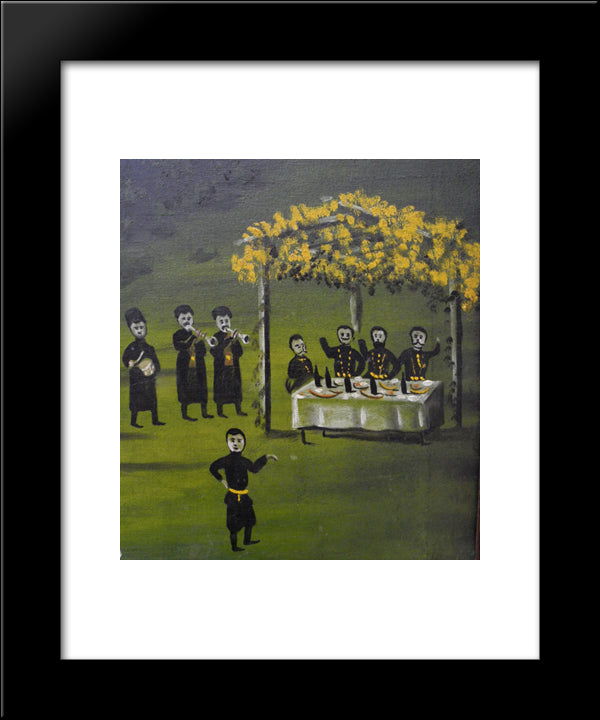 Donkey Bridge (Fragment) 20x24 Black Modern Wood Framed Art Print Poster by Pirosmani, Niko