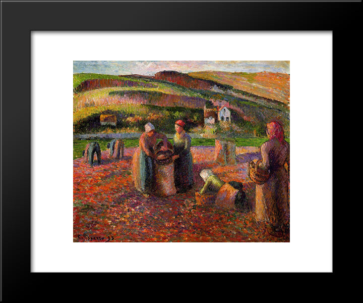Potato Harvest 20x24 Black Modern Wood Framed Art Print Poster by Pissarro, Camille