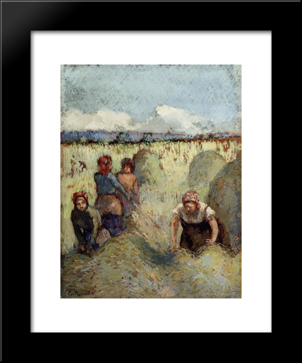 Haymaking 20x24 Black Modern Wood Framed Art Print Poster by Pissarro, Camille