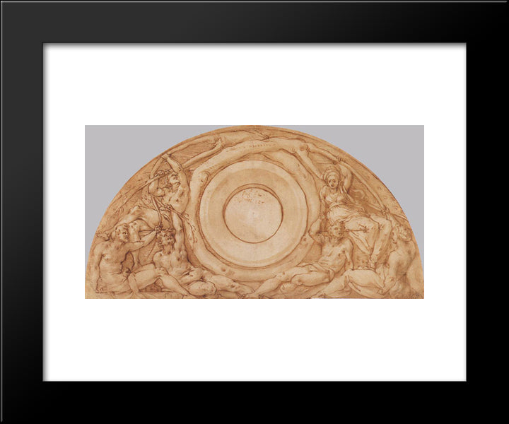 Study For The Lunette With Vertumnus And Pomona 20x24 Black Modern Wood Framed Art Print Poster by Pontormo, Jacopo