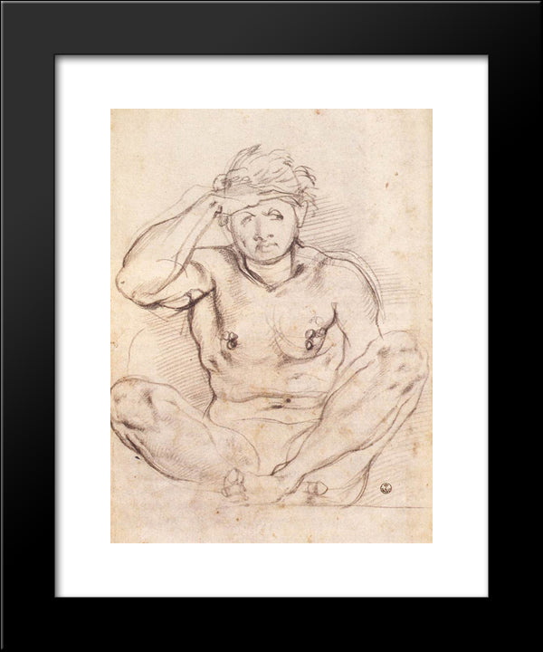 Study For Vertumnus And Pomona 20x24 Black Modern Wood Framed Art Print Poster by Pontormo, Jacopo