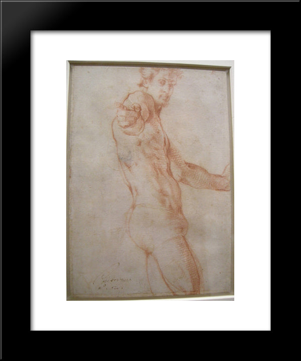 Self Portrait 20x24 Black Modern Wood Framed Art Print Poster by Pontormo, Jacopo