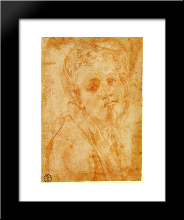 Self Portrait 20x24 Black Modern Wood Framed Art Print Poster by Pontormo, Jacopo