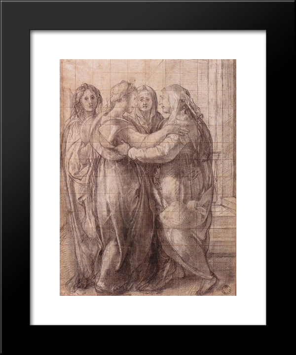 Visitation 20x24 Black Modern Wood Framed Art Print Poster by Pontormo, Jacopo