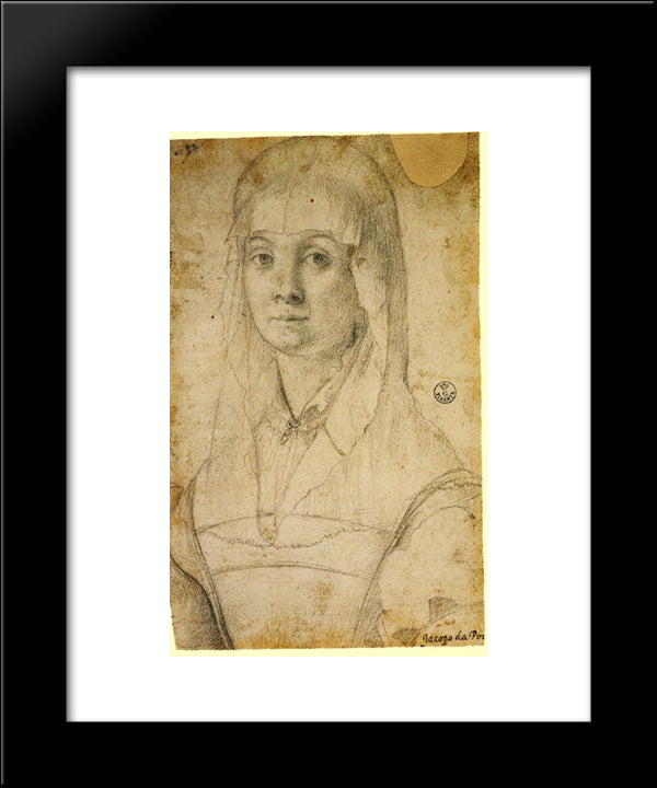 Study Of A Woman, Possibly Maria Salviati 20x24 Black Modern Wood Framed Art Print Poster by Pontormo, Jacopo
