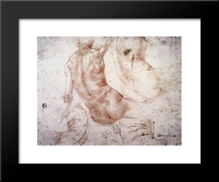 Seated Nude With Raised Arm 20x24 Black Modern Wood Framed Art Print Poster by Pontormo, Jacopo