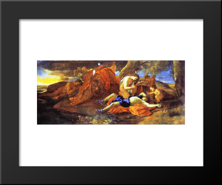 Venus Weeping Over Adonis 20x24 Black Modern Wood Framed Art Print Poster by Poussin, Nicolas