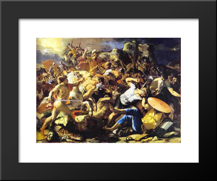 Victory Of Joshua Over Amorites 20x24 Black Modern Wood Framed Art Print Poster by Poussin, Nicolas