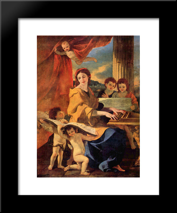 St. Cecilia 20x24 Black Modern Wood Framed Art Print Poster by Poussin, Nicolas