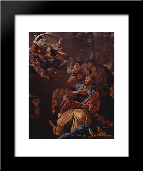 The Apparition Of The Virgin The St. James The Great 20x24 Black Modern Wood Framed Art Print Poster by Poussin, Nicolas