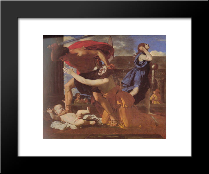 The Massacre Of The Innocents 20x24 Black Modern Wood Framed Art Print Poster by Poussin, Nicolas