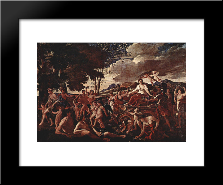 The Triumph Of Flora 20x24 Black Modern Wood Framed Art Print Poster by Poussin, Nicolas
