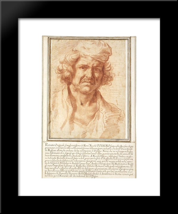 Self-Portrait Of Nicolas Poussin From 1630, While Recovering From A Serious Illness 20x24 Black Modern Wood Framed Art Print Poster by Poussin, Nicolas
