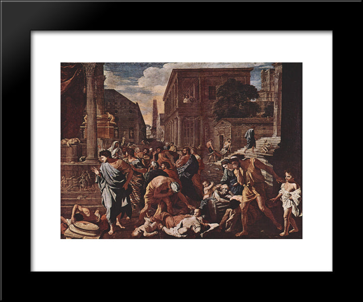 The Plague At Ashod 20x24 Black Modern Wood Framed Art Print Poster by Poussin, Nicolas