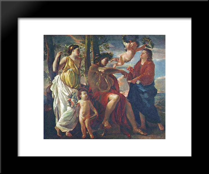 The Poet'S Inspiration 20x24 Black Modern Wood Framed Art Print Poster by Poussin, Nicolas