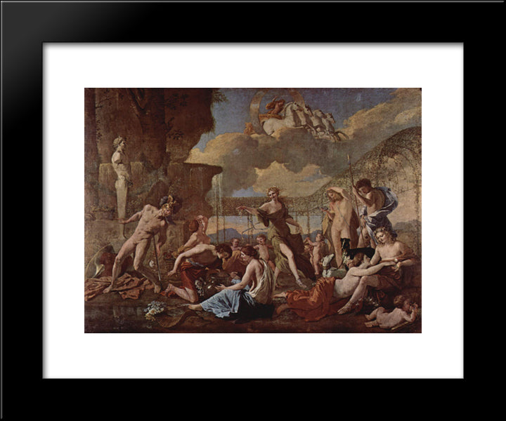 The Realm Of Flora 20x24 Black Modern Wood Framed Art Print Poster by Poussin, Nicolas