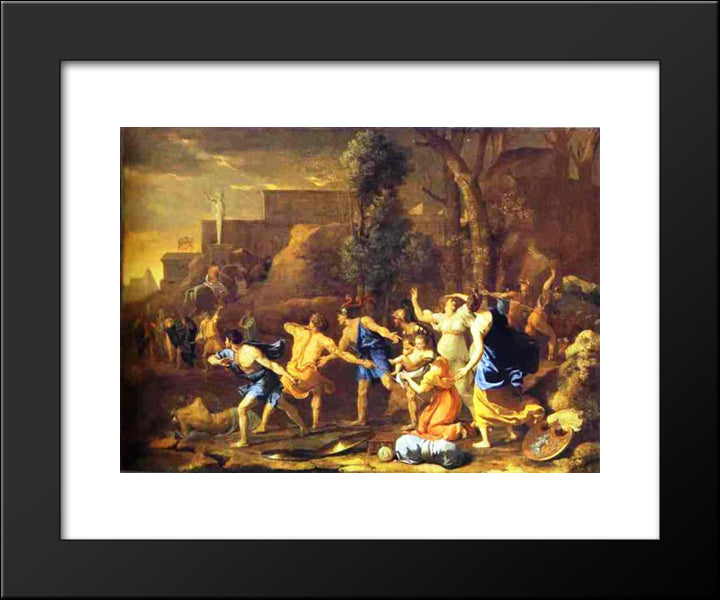 The Saving Of The Infant Pyrrhus 20x24 Black Modern Wood Framed Art Print Poster by Poussin, Nicolas