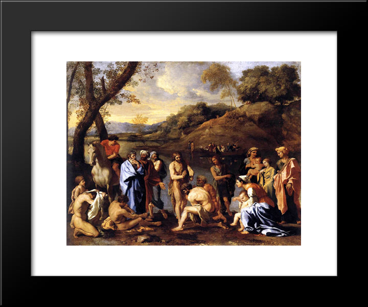 St. John Baptising The People 20x24 Black Modern Wood Framed Art Print Poster by Poussin, Nicolas