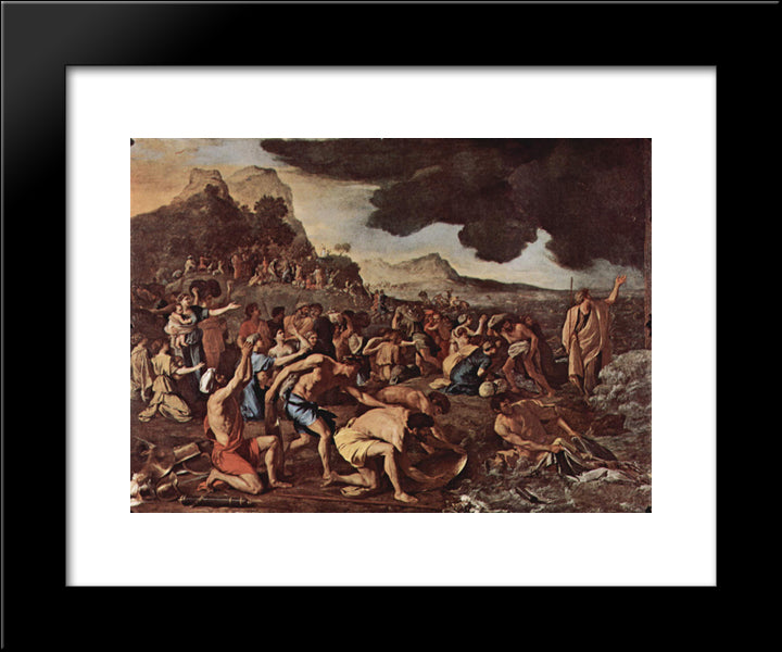 The Crossing Of The Red Sea 20x24 Black Modern Wood Framed Art Print Poster by Poussin, Nicolas
