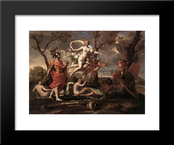 Venus Presenting Arms To Aeneas 20x24 Black Modern Wood Framed Art Print Poster by Poussin, Nicolas