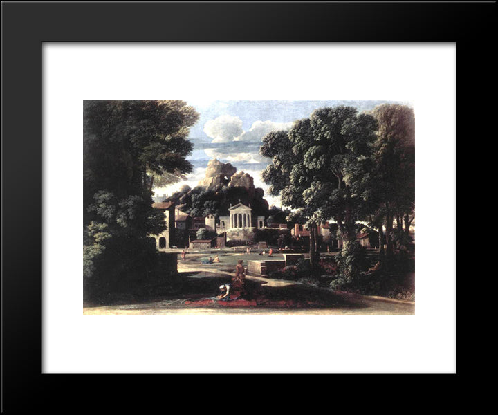 The Ashes Of Phocion Collected By His Widow 20x24 Black Modern Wood Framed Art Print Poster by Poussin, Nicolas