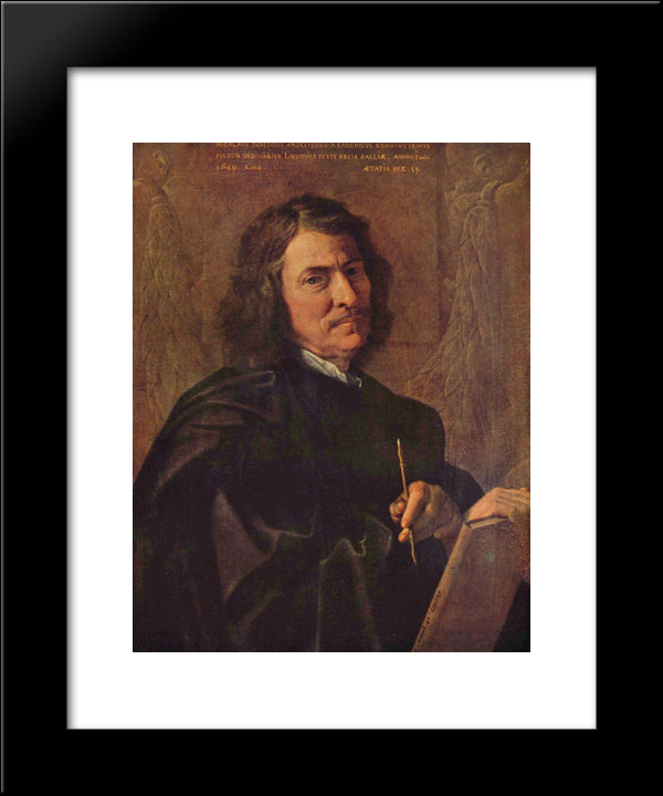 Self Portrait 20x24 Black Modern Wood Framed Art Print Poster by Poussin, Nicolas