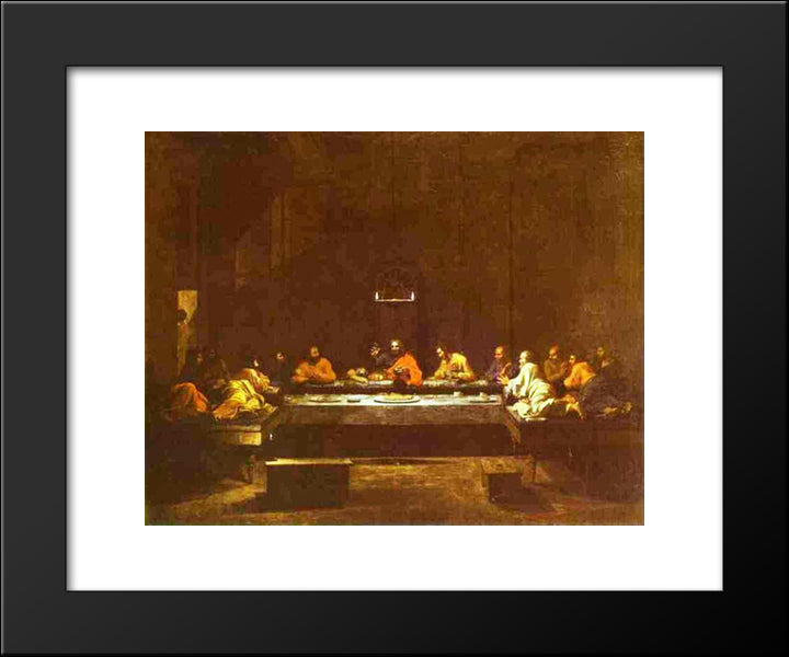 The Last Supper 20x24 Black Modern Wood Framed Art Print Poster by Poussin, Nicolas