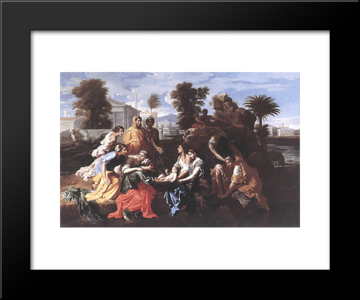 The Finding Of Moses 20x24 Black Modern Wood Framed Art Print Poster by Poussin, Nicolas