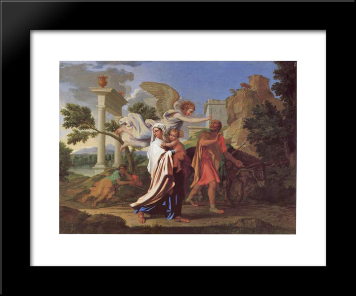 The Flight Into Egypt 20x24 Black Modern Wood Framed Art Print Poster by Poussin, Nicolas