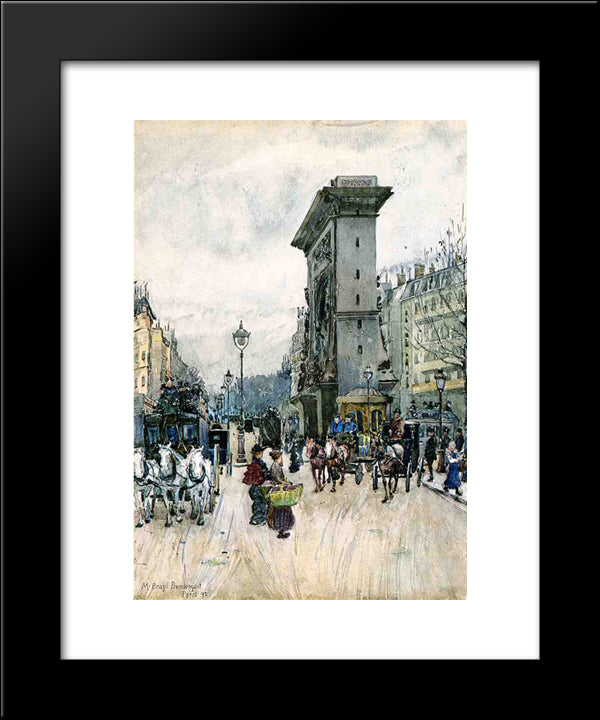 La Porte San Denis 20x24 Black Modern Wood Framed Art Print Poster by Prendergast, Maurice