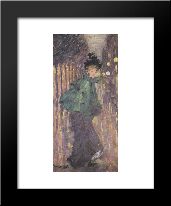 Lady On The Boulevard 20x24 Black Modern Wood Framed Art Print Poster by Prendergast, Maurice