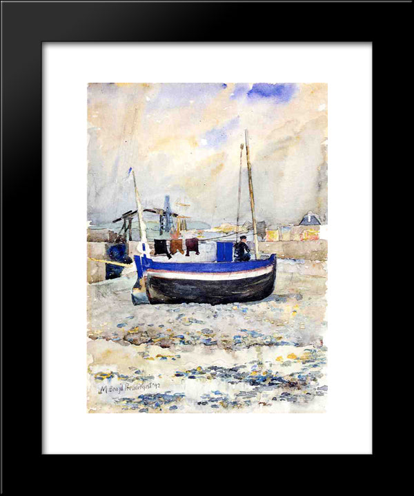 Low Tide, Afternoon, Treport 20x24 Black Modern Wood Framed Art Print Poster by Prendergast, Maurice