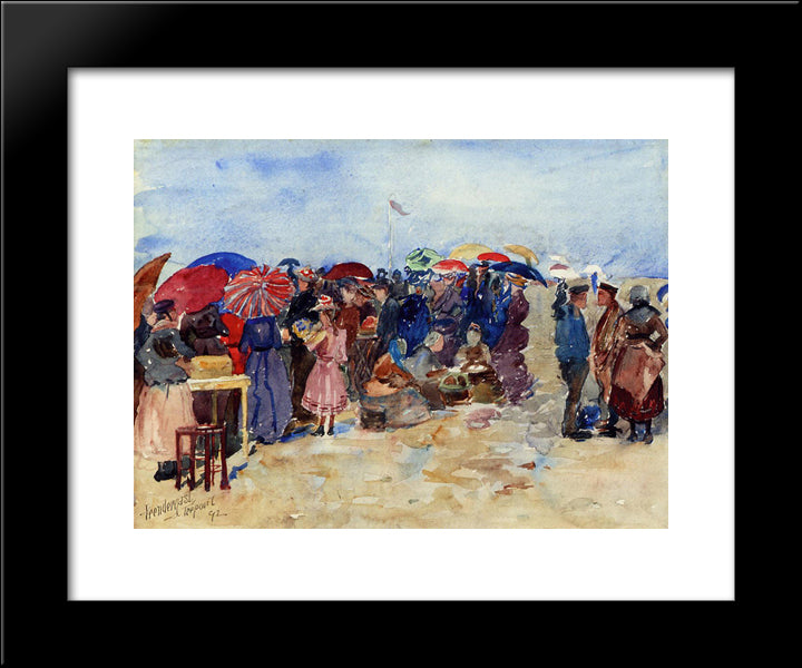 Treport Beach (Also Known As A Very Sunny Day, Treport) 20x24 Black Modern Wood Framed Art Print Poster by Prendergast, Maurice