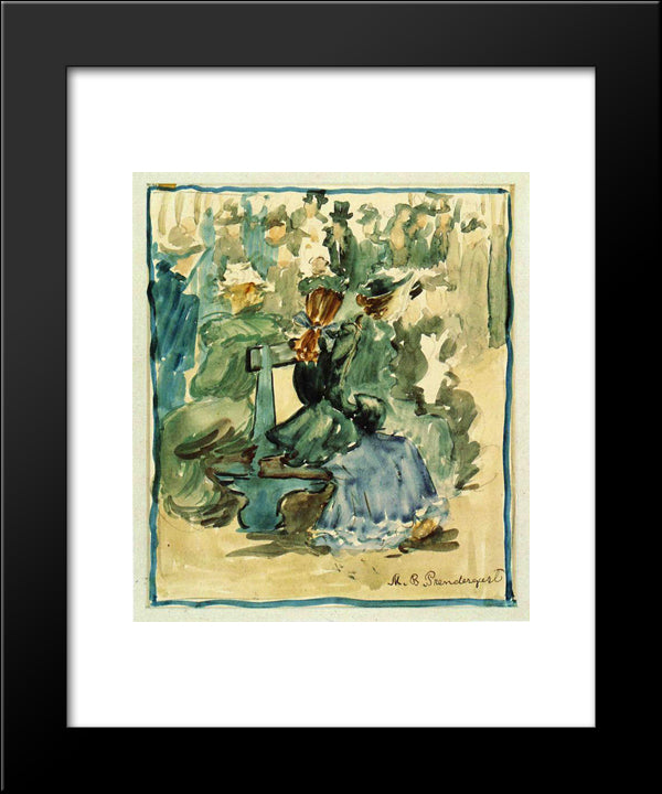 Ladies Seated On A Bench (Also Known As Ladies In The Park) 20x24 Black Modern Wood Framed Art Print Poster by Prendergast, Maurice