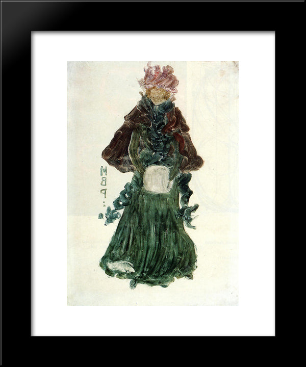The Red Cape 20x24 Black Modern Wood Framed Art Print Poster by Prendergast, Maurice