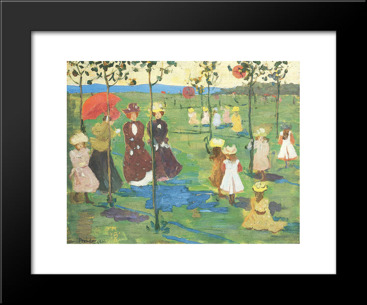 Franklin Park, Boston 20x24 Black Modern Wood Framed Art Print Poster by Prendergast, Maurice