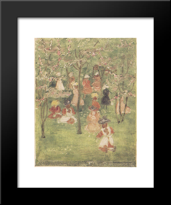 Spring In Franklin Park 20x24 Black Modern Wood Framed Art Print Poster by Prendergast, Maurice