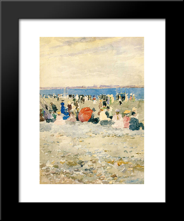 Revere Beach 20x24 Black Modern Wood Framed Art Print Poster by Prendergast, Maurice