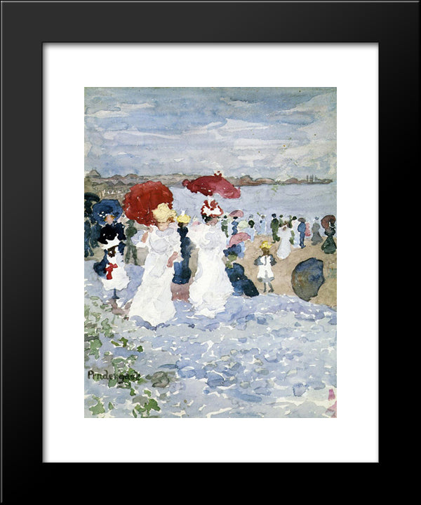 Ladies With Parasols 20x24 Black Modern Wood Framed Art Print Poster by Prendergast, Maurice