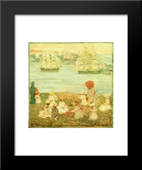 The Pretty Ships (Also Known As As The Ships Go By) 20x24 Black Modern Wood Framed Art Print Poster by Prendergast, Maurice
