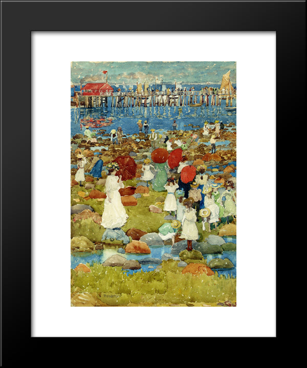 The Stony Beach, Ogunquit 20x24 Black Modern Wood Framed Art Print Poster by Prendergast, Maurice
