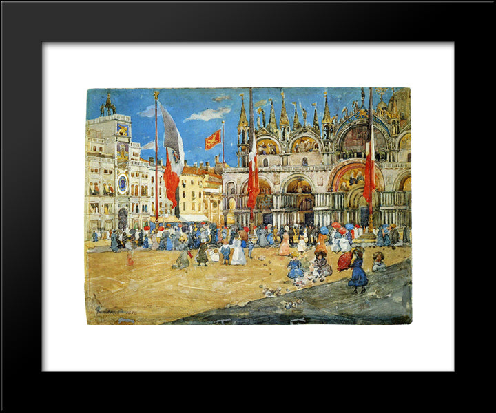 St. Mark'S, Venice 20x24 Black Modern Wood Framed Art Print Poster by Prendergast, Maurice