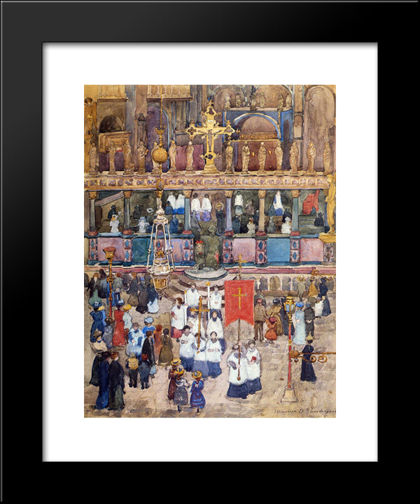 Easter Procession, St. Mark'S 20x24 Black Modern Wood Framed Art Print Poster by Prendergast, Maurice