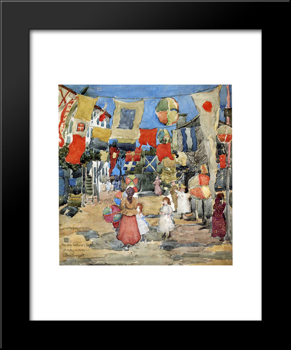 Fiesvenice S. Pietro In Vol(Also Known As The Day Before The Fiesta, St. Pietro In Volte) 20x24 Black Modern Wood Framed Art Print Poster by Prendergast, Maurice