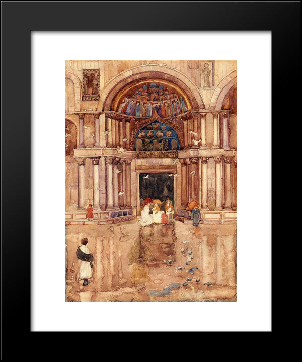 The Porch With The Old Mosaics, St. Mark'S, Venice 20x24 Black Modern Wood Framed Art Print Poster by Prendergast, Maurice