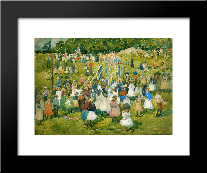 May Day, Central Park 20x24 Black Modern Wood Framed Art Print Poster by Prendergast, Maurice
