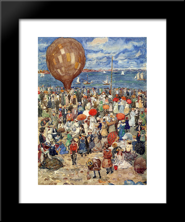 The Balloon 20x24 Black Modern Wood Framed Art Print Poster by Prendergast, Maurice