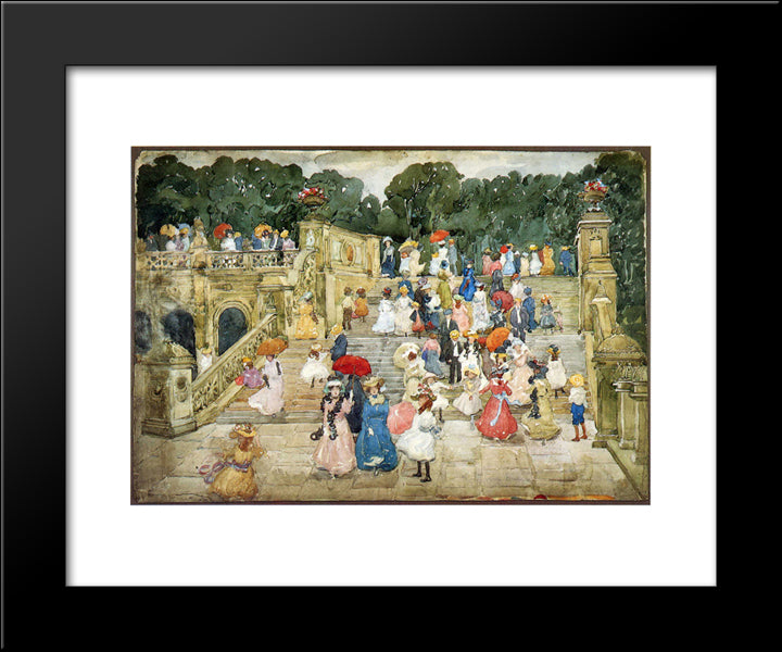 The Mall, Central Park (Also Known As Steps, Central Park Or The Terrace Bridge, Central Park) 20x24 Black Modern Wood Framed Art Print Poster by Prendergast, Maurice