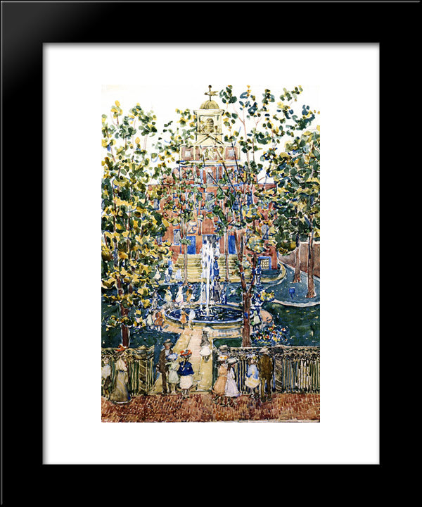 The West Church (Also Known As Fountain At The West Church, Boston) 20x24 Black Modern Wood Framed Art Print Poster by Prendergast, Maurice
